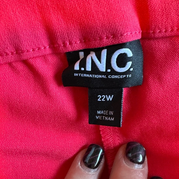 💖 INC Pink Straight Leg Pants 22W Plus Mid Rise Stretch NWT - Picture 6 of 8